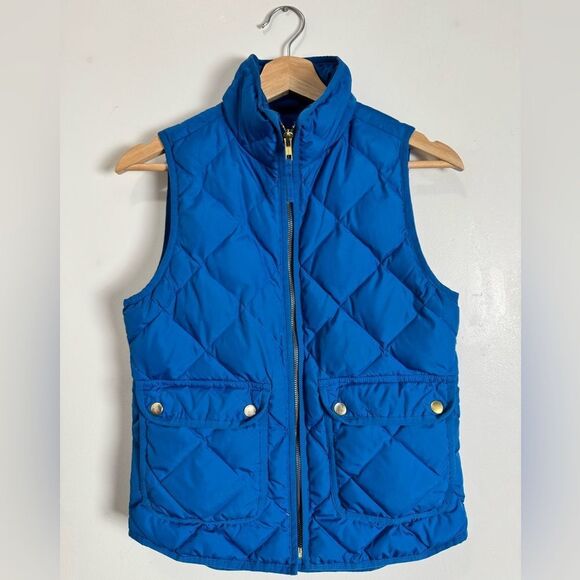J.Crew Women's Excursion Down Vest Size XXS in Riviera Blue Royal EEUC classic - Picture 1 of 15